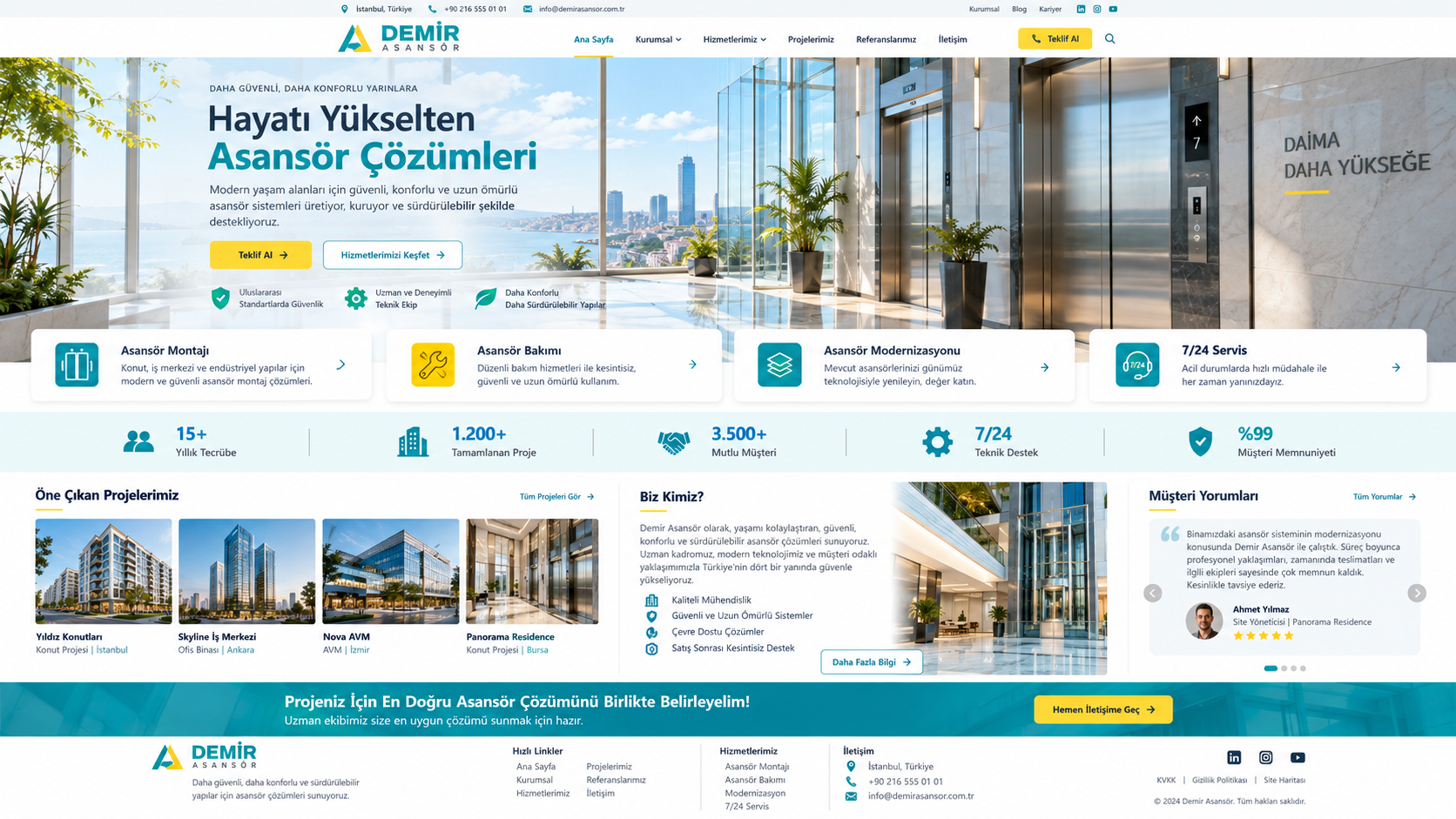 Demir Asansör · Aqua Sarı Premium